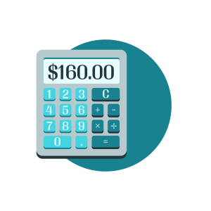 Calculator with $160.00 on the screen
