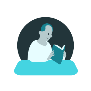 infographic depicting a person reading a book